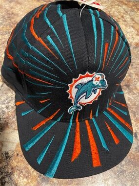 Vintage NFL Miami Dolphins Snapback Hat Drew Pearson Collision Shockwave NWT